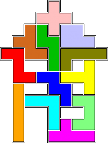 Pentomino-2D-Figur 108 Haus Lösung