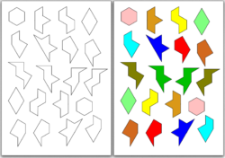 Hexapons Bastelvorlage weiß bunt