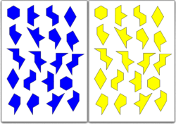 Hexapons Bastelvorlage blau gelb