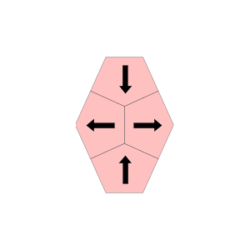 Tetracairo-Spielstein mit 2 horizontalen und 2 vertikalen Fünfecken