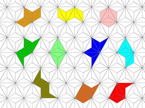 Hexapons-Spielsteine im Gitter