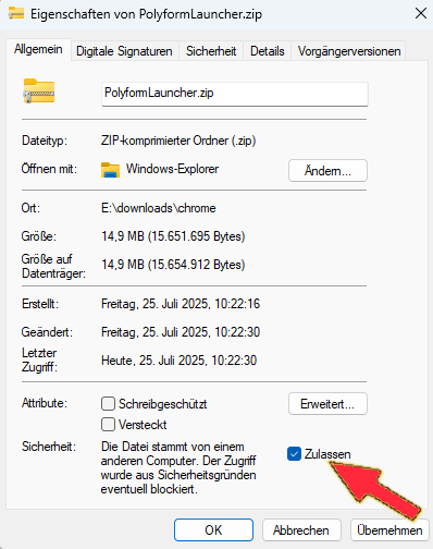 Installationshinweis