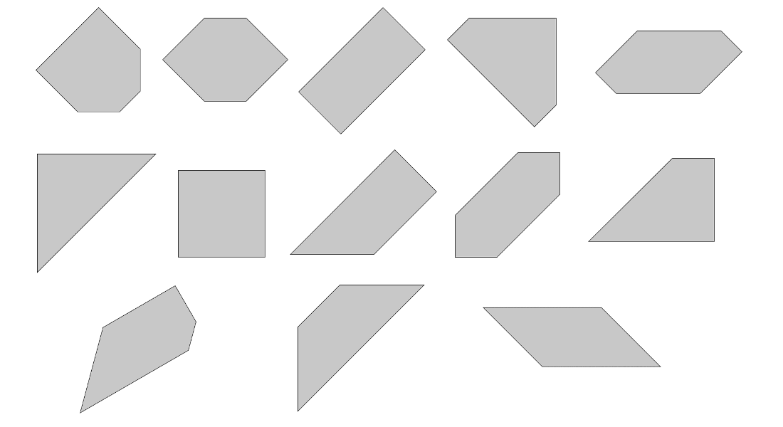 die 13 konvexen Tangramfiguren