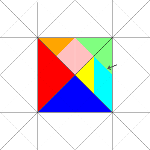 nicht gitterkonforme Lösung des Tangram-Quadrats