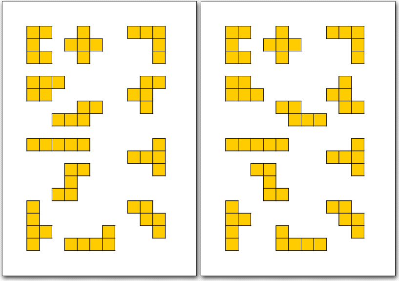 ein Screenshot einer Bastelorlage für Pentominos