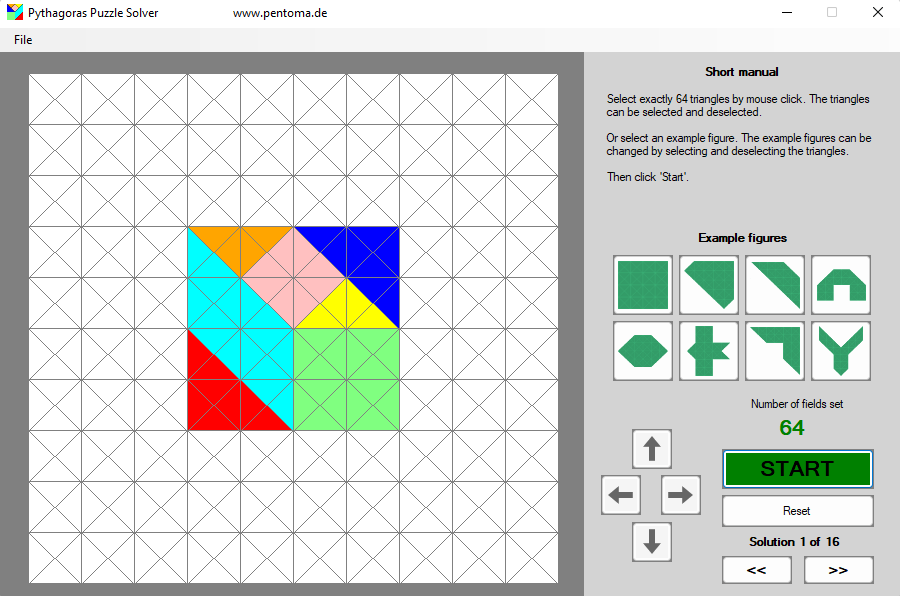 Screenshot Pythagoras-Lösungsprogramm