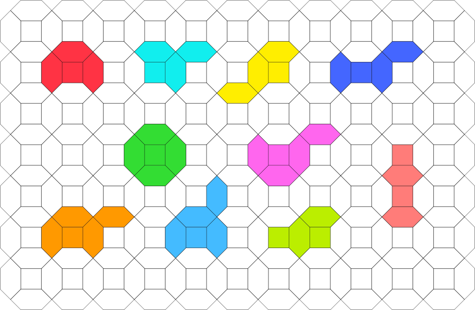 Puzzle pieces in the BevelledSquare grid