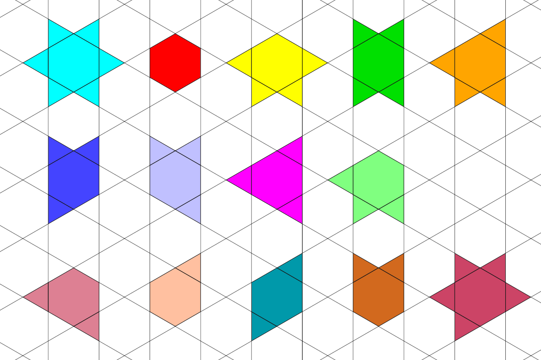 14 Trihexe im Trihex-Gitter