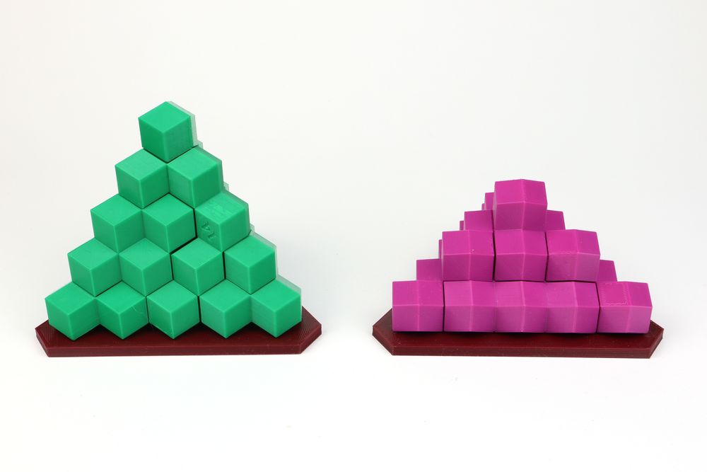 Tetraeder mit Kantenlänge 5; Typ 1 und Typ 2 im Vergleich