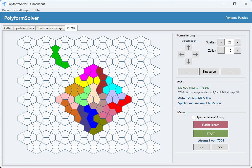 Screenshot des PolyformSolvers